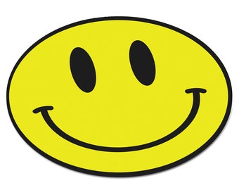 Smiley Face Yellow Circular PC Computer Mouse Mat Pad