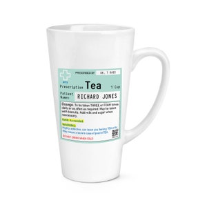 Personalised Custom Name Tea Prescription 17oz Large Latte Mug Cup Funny Joke