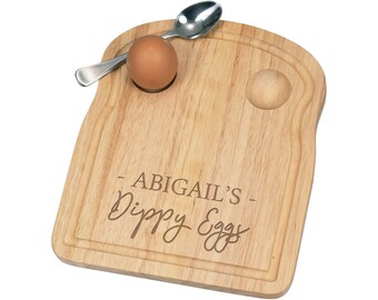 Personalised Custom Name Dippy Eggs Breakfast Dippy Egg Cup Board Wooden Easter