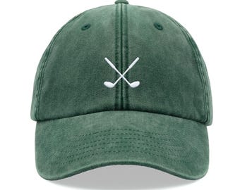 Mazze da golf Berretto da baseball incrociato Cappello da papà unisex in cotone lavato vintage Golfista regolabile Golf sbiadito Sport Sole Vacanze estive Nonno