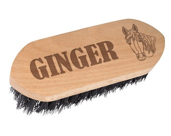 Personalised Dandy Horse Brush Wooden Handle Name Horse Picture Pony Custom