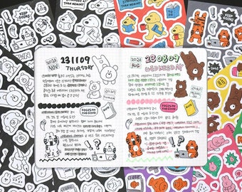 Drawing Sticker Pack [2types] / Planner Sticker / Removable Journal Stickers / Scrapbooking / Decorative Stickers / Journal / School Sticker