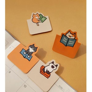 Kitty Magnetic Bookmark_Orange / Cat Bookmarks / Planner Bookmark / Journal Bookmark / Bookish / Book Lover Gifts / Scrapbooking