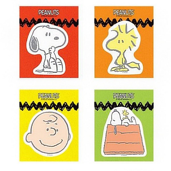 Peanuts Sticky Notes [4Types] / Charlie Brown, Woodstock, Snoopy Memo Pad / Colorful Notepad / Scrapbooking / School Supplies / Diary