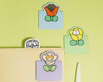 Kitty Magnetic Bookmark_Flower / Cat Bookmarks / Planner Bookmark / Journal Bookmark / Bookish / Book Lover Gifts / Scrapbooking