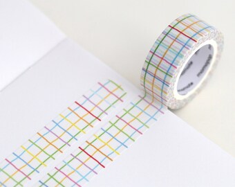 Check Washi Tape [Rainbow] / Crayon Masking Tape / Scrapbooking / Decoration / Planner Stickers / Planner Tape / Journal Craft Supplies