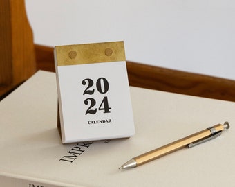 2024 Daily Calendar S / 2024 Desk Calendar / 2024 Wall Calendar / Gold, brass / 2024 Calendar / Desk Calendar 2024 / 2024 Daily Pad Calendar