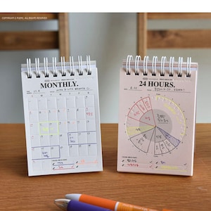 A7 Monthly & 24Hours Time table Notebook / Lined Journal Notebook / Journal / Spiral Notebook / Scrapbook / School Notebook dubudumo