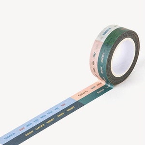 Washi Tape 15mm METEO / Nastro per mascheratura giornaliero / Scrapbooking / Decorazione / Adesivi pianificatore / Diario / Forniture scolastiche / Fai da te immagine 1