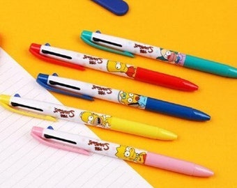 SIMPSON Erasable ballpoint Pen / 3colors Ink Pen / Stationery / Desk Accessory / Writing Tools / Planner Supplies