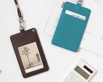 ID Badge Holder [6Types] / ID Card Holder / Transportation Card / Leather Card Holder Wallet / Business Card / ID Holder / Lanyard