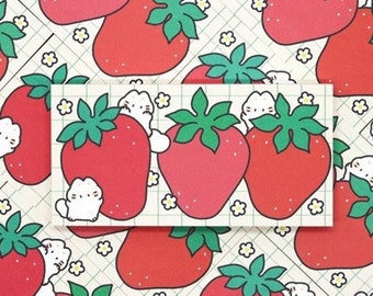 Cat Notepad [Strawberry] / Book Memo Pad / Korean Stationery / Scrapbooking / Christmas Gift / Journal / Planner Supplies / DubuDumo