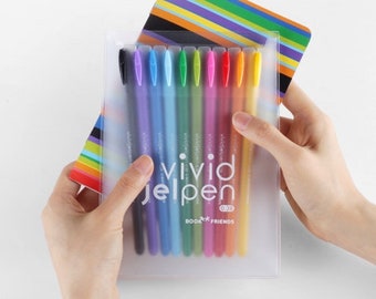 0.38mm Vivid Pen 10 Color and Notebook Set [ 10 Pens + Notebook ] / Stationery / Writing Tools / Journal Pen / Planner Pen /