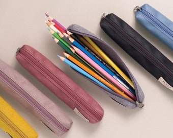 Cotton Pencil Case [6colors] / Pen case / Pencil Pouch / Pen Pouch / Zipper Pouch / Zipper Bag / Makeup Bag / Makeup Pouch / School Supplies