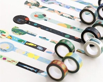 Washi Tape 15mm [9Types] / Papier Masking Tape / Scrapbooking / Tagebuch Dekor / Planer Aufkleber / Journal / Schulbedarf / DIY