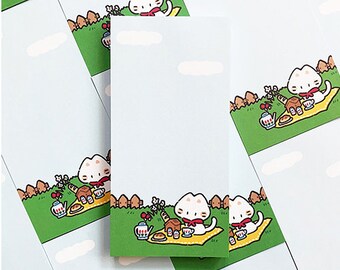 Cat Notepads [Picnic] / Kitty Writing Paper Memo Pad / Korean Stationery / Scrapbooking / Christmas Gift / Journal