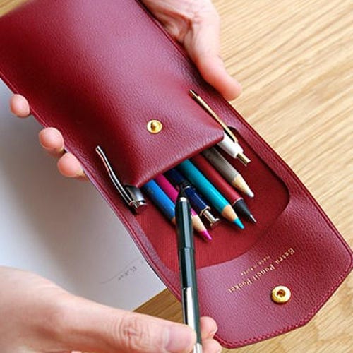 Leather Pencil Case 6colors / Pen Case / Pencil Pouch / Pen Etsy