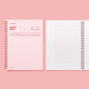 Spring Notebook L [Rose Quartz] / Lined Notebook, Grid Notebook, Cornell System Notebook / Spiral Notebook / Scrapbook