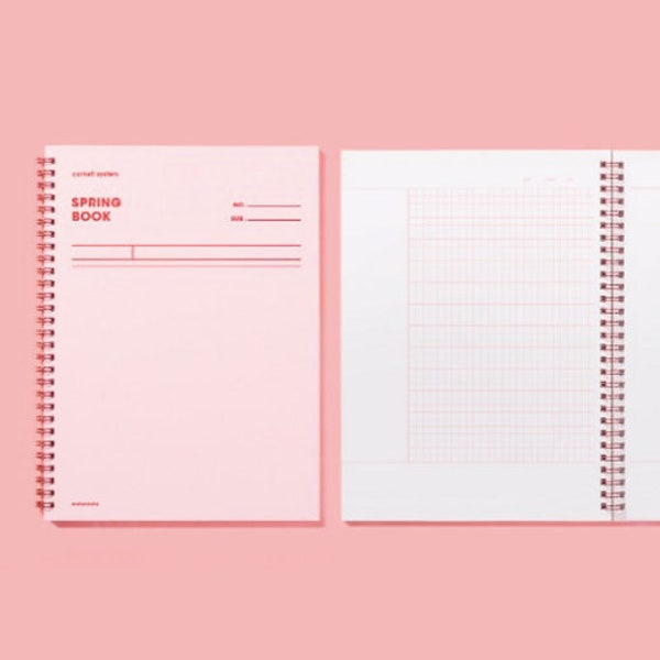Spring Notebook L [Rose Quartz] / Lined Notebook, Grid Notebook, Cornell System Notebook / Spiral Notebook / Scrapbook