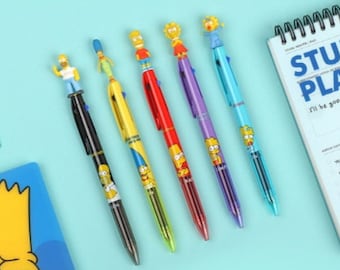 SIMPSON 0.5mm Pen / 3colors Ink Pen / Bart, Homer, Marge, Lisa / Maggie / Stationery / Desk Accessory / Writing Tools / Planner Supplies