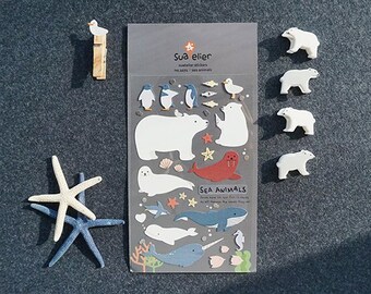 Planner Stickers [Sea Animals] / Cute Journal Stickers / Scrapbooking Stickers / Decorative Stickers / Journal / Polar Bear Whale