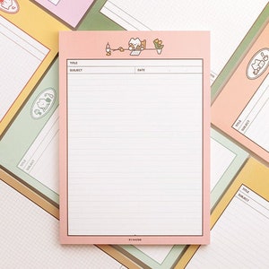 B5 Grid & Lined Notepads Cat[8types] / Kitty Notepad / Big Memo pad / Pastel / Stationery / Scrapbooking / School, Office Supplies / Planner