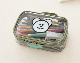 Bear Pencil Case [4colors] / Cable Pouch / Makeup Pouch / Pen Case / Cosmetics Brush Pouch / Makeup Bag / Daily Pouch / dubudumo