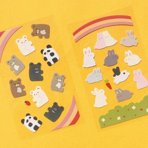 Deco Stickers [Bear/Rabbit] / Decal Stickers / Planner Stickers / Decals / Scrapbooking Stickers / Carrier Stickers / Seal / Animal Stickers
