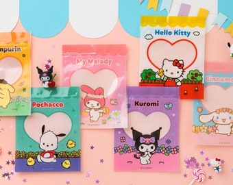 Sanrio Zipper Bag Set _10sheet / Cosmetics Clear Zipper Bag / Makeup Pouch / School Supplies / Sticker Storage / Gift Bag / Pen Case