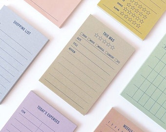 Plan Marker Sticky Notes [8Types] / Daily Checklist / Colorful Notepads / Review Notepad / Memo pad / Sticky Note / Stationery /Scrapbooking