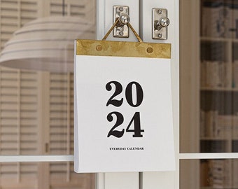 2024 Daily Calendar L / 2024 Wall Calendar / Gold, brass / 2024 Calendar / Wall Calendar 2024 / Desk Calendar 2024 / 2024 Everyday Calendar