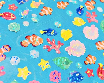 Twinkle Deco Sticker [Tropical Fish] / Hologram Planner Stickers / Scrapbooking / Diary Deco Stickers / Journal / Scrapbook