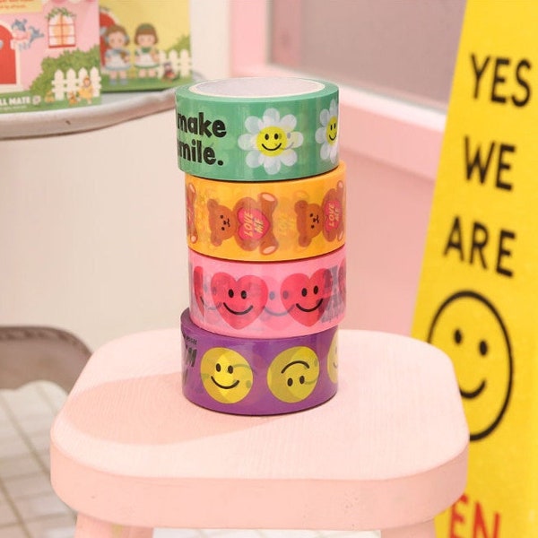 Box Tape [Smile Series] / Wrapping Packing Tape / Box Deco Tape / Adhesive Tape / Pattern Tape / Packaging Tape / Packing Tape dubudumo