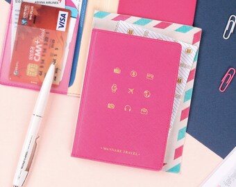 Anti Skimming Passport Covers [ Hot Pink ] / Personalized Passport Case / Passport Wallet / Leather Passport Holder / Travel Wallet