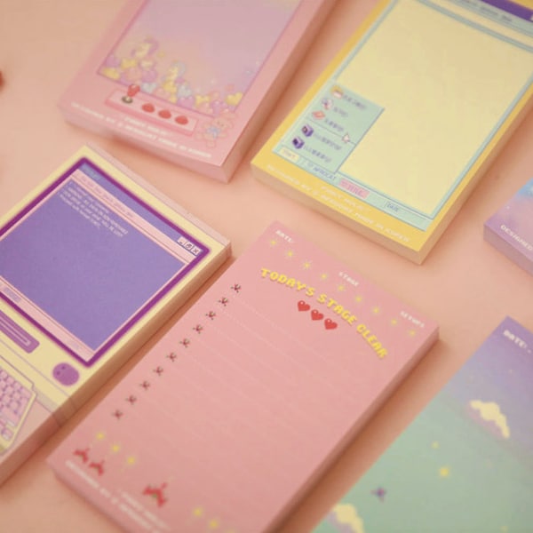 RETRO Memo Pad v.2 [6types] / Colorful Notepad / Notepads / Scrapbooking / Christmas Gift / Cute Notepad / Bujo / Planner Supplies