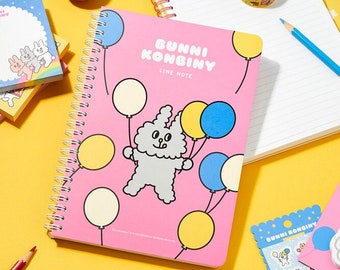 Cahier ligné [2 couleurs] / Bunny Line Journal Notebook / Rabbit Journal / Spiral Scrapbook / School Notebook / Study Planner / Agenda