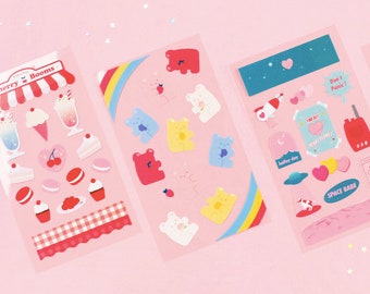 Deco Stickers [6types] / Twinkle Stickers / Decal Stickers / Planner Stickers / Decals / Scrapbooking Stickers / Carrier Stickers / Seal
