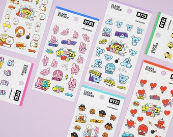 BT21 Planner Stickers / BTS Clear Stickers / Scrapbooking / Decoration / Journal / Planner Supplies / DIY / Diary Deco Stickers