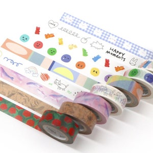 Washi Tape 15mm 9types / Tägliches Masking Tape / Scrapbooking / Dekoration / Planner Aufkleber / Journal / Schulbedarf / DIY Bild 1