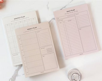 A5 Planner Memo Pad [3types] / Piano mensile, Piano settimanale, Piano giornaliero Memo pad / Blocchi note / Nota adesiva / Cancelleria / Scrapbooking