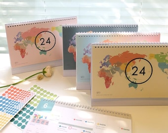 2024 WORLDWIDE Desk Calendar / 2024 Monthly Planner / Stand Calendar / 2024 Calendar / Calendar 2024 / Desk Accessories / Study Planner