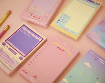 RETRO Memo Pad v.2 [6types] / Colorful Notepad / Notepads / Scrapbooking / Christmas Gift / Cute Notepad / Bujo / Planner Supplies