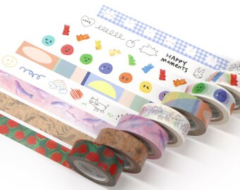 Washi Tape 15mm [9types] / Daily Masking Tape / Scrapbooking / Decoration / Planner Stickers / Journal / School Supplies / DIY