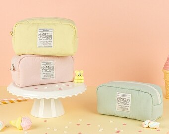 marshmallow Pencil Case [3colors] / Pen case / Pencil Pouch / Pen Pouch / Zipper Pouch / Makeup Bag / Makeup Pouch / School Supplies