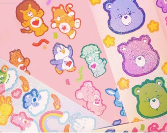 CARE BEARS Planner Seal Stickers [7types] / Removable Point Sticker / Diary Stickers / Journal Stickers / Scrapbooking / Deco Stickers
