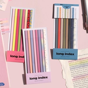 Long Index Sticky Highlighter [7types] / Bookmark / Point Highlighter / Sticky Notes / Scrapbooking Paper / Office, School Supplies dubudumo