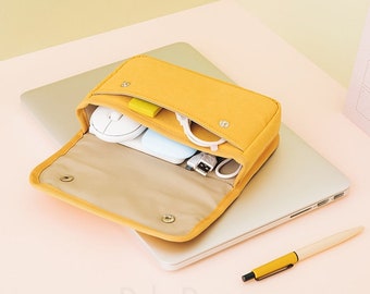 Pocket Daily Pouch [6colors] / Button Cable Pouch / Trip Wallet / Travel Wallet / Makeup Pouch / Makeup Bag / Office, School Supplies