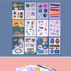 Retro Stickers [6types] / Vivid Stickers / Decal Stickers / Planner Stickers / Decals / Scrapbooking Stickers / Carrier Stickers / Seal