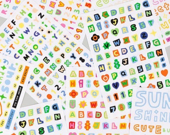 Sticker Pack [Color Typo] / Alphabet Removable Stickers / Scrapbooking / Decorative Stickers / Journal School Sticker / dubudumo