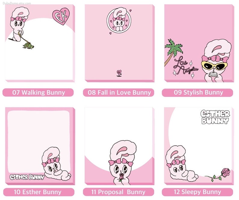 Bunny Memo Pad 12types / Rabbit / Colorful Notepad / Writing Etsy